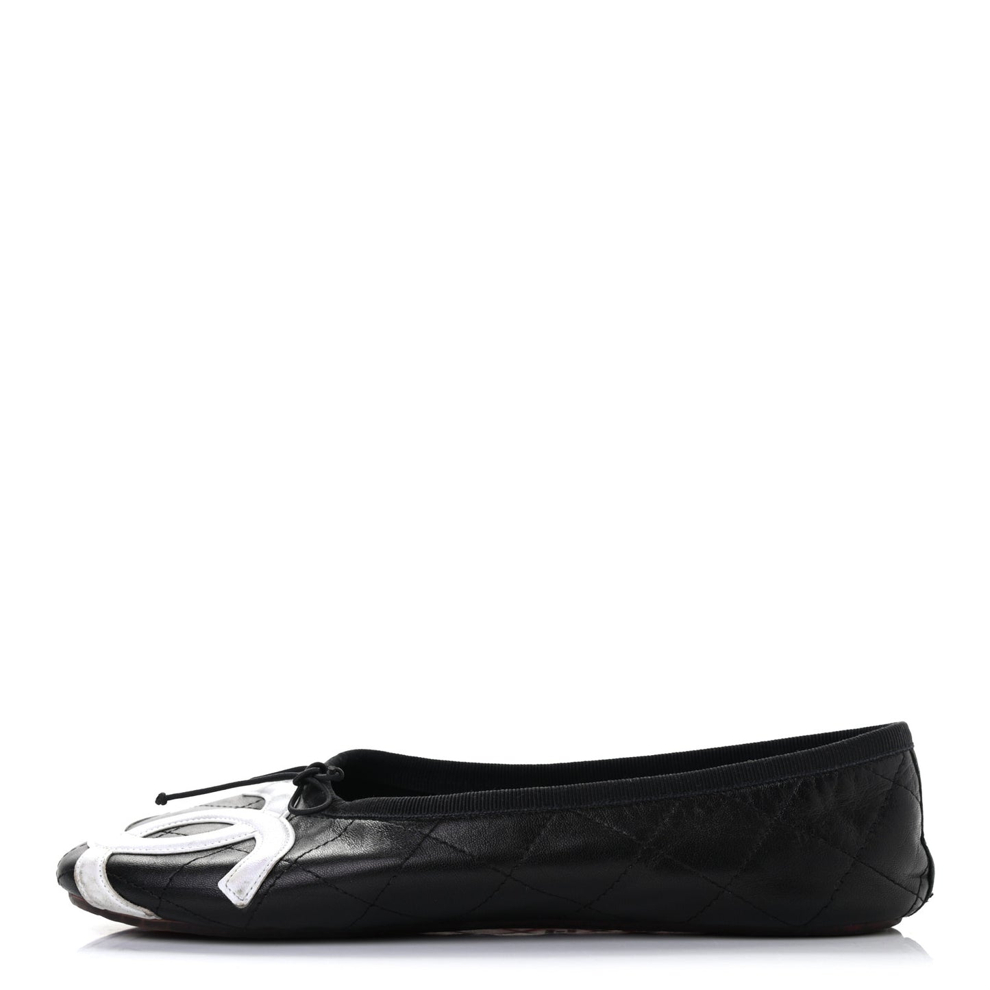Lambskin Quilted Cambon Ballerina Flats 38 Black