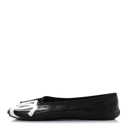 Chanel Lambskin Quilted Cambon Ballerina Flats 38 Black 1 of 8
