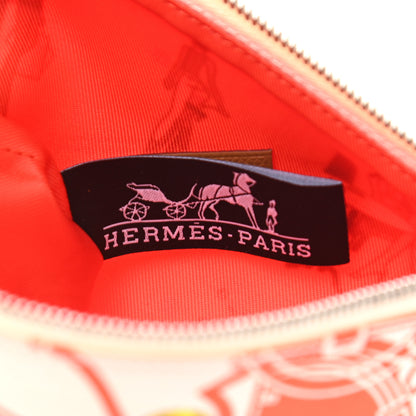 Hermes Technical Silk Ex-Libris Les Parisiennes Silky Pocket Cosmetic Case Geranium Nata Gold 6 of 7