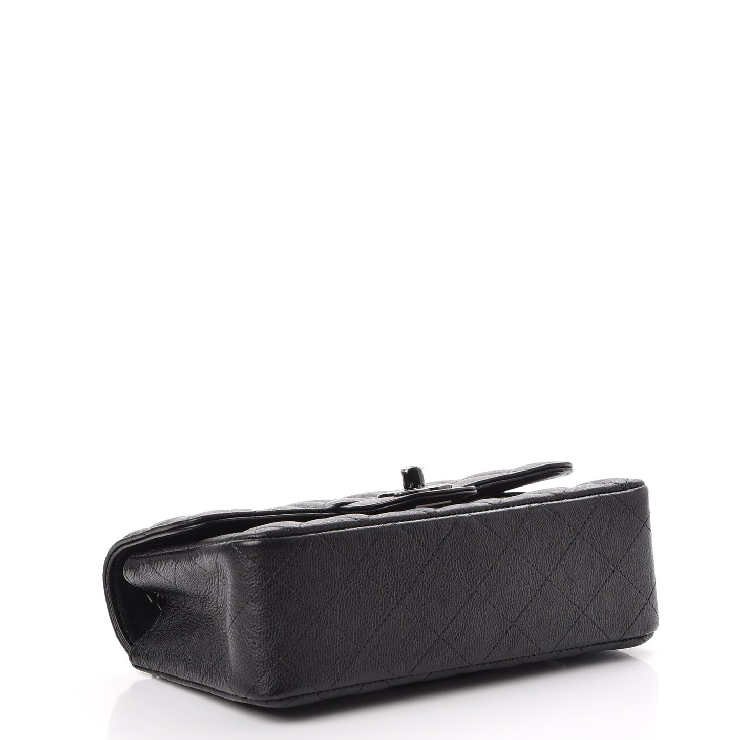Crumpled Calfskin Quilted Mini Rectangular Flap So Black