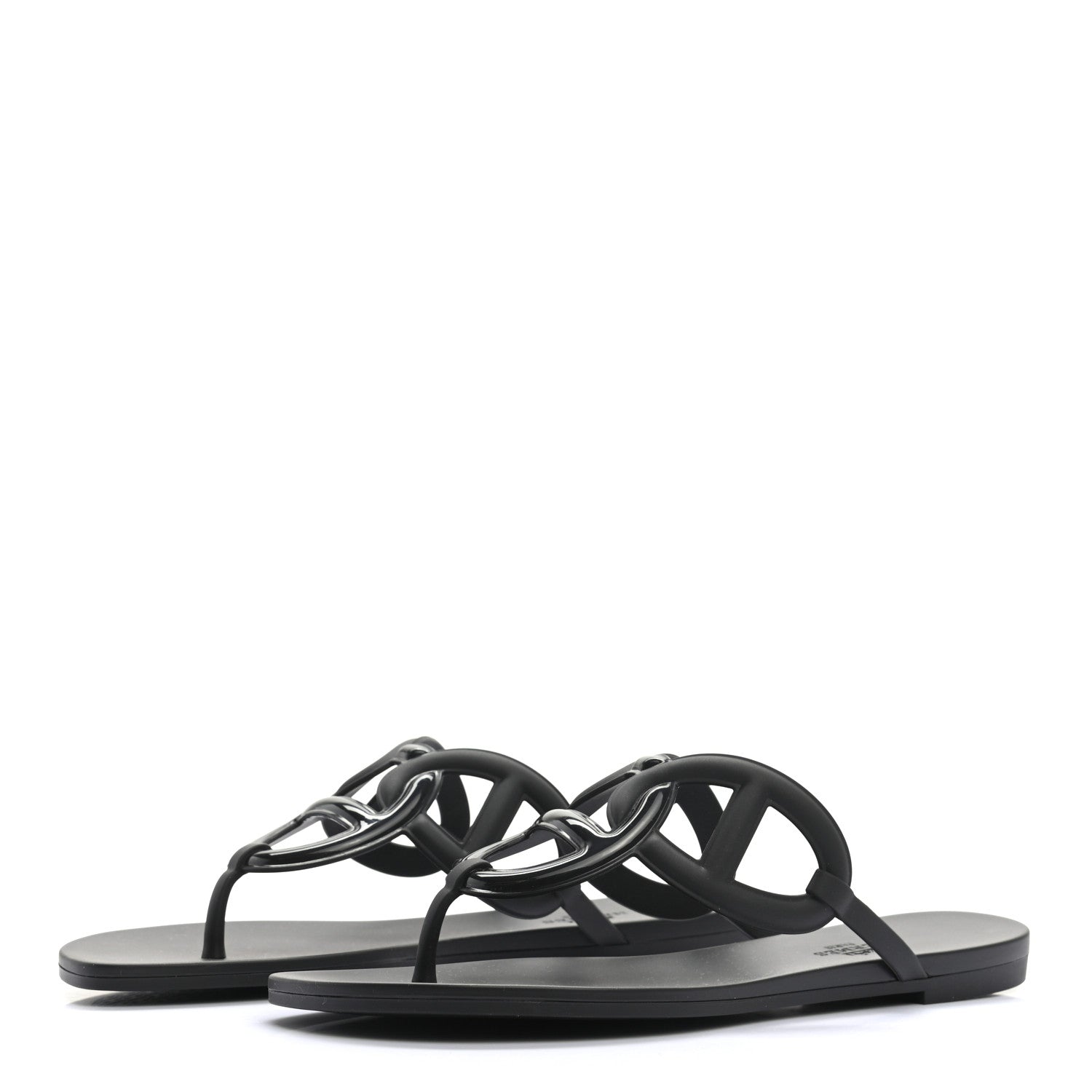 Hermes Rubber Womens Egerie Sandals 39 Black 3 of 7