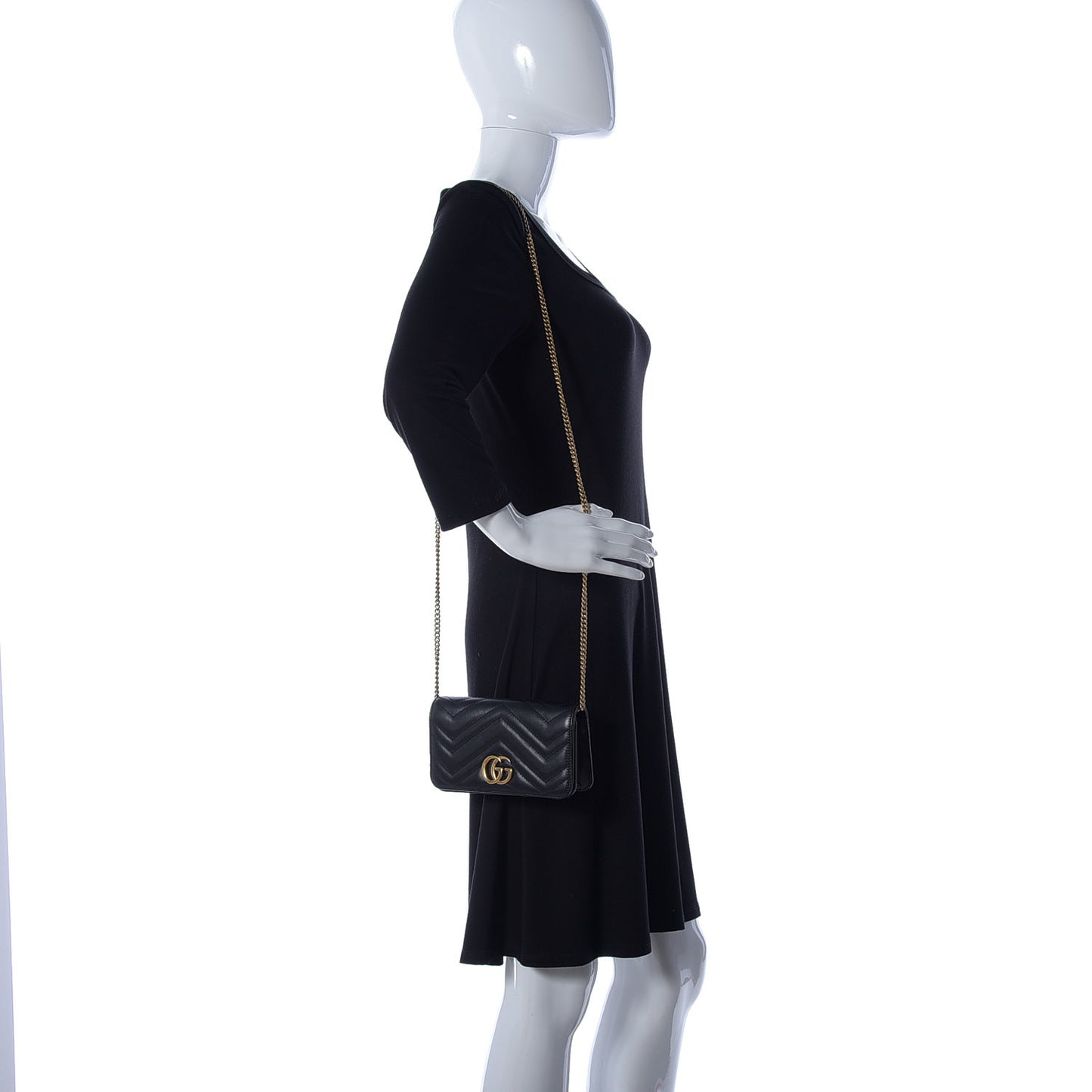 Calfskin Matelasse GG Marmont Mini Bag Black