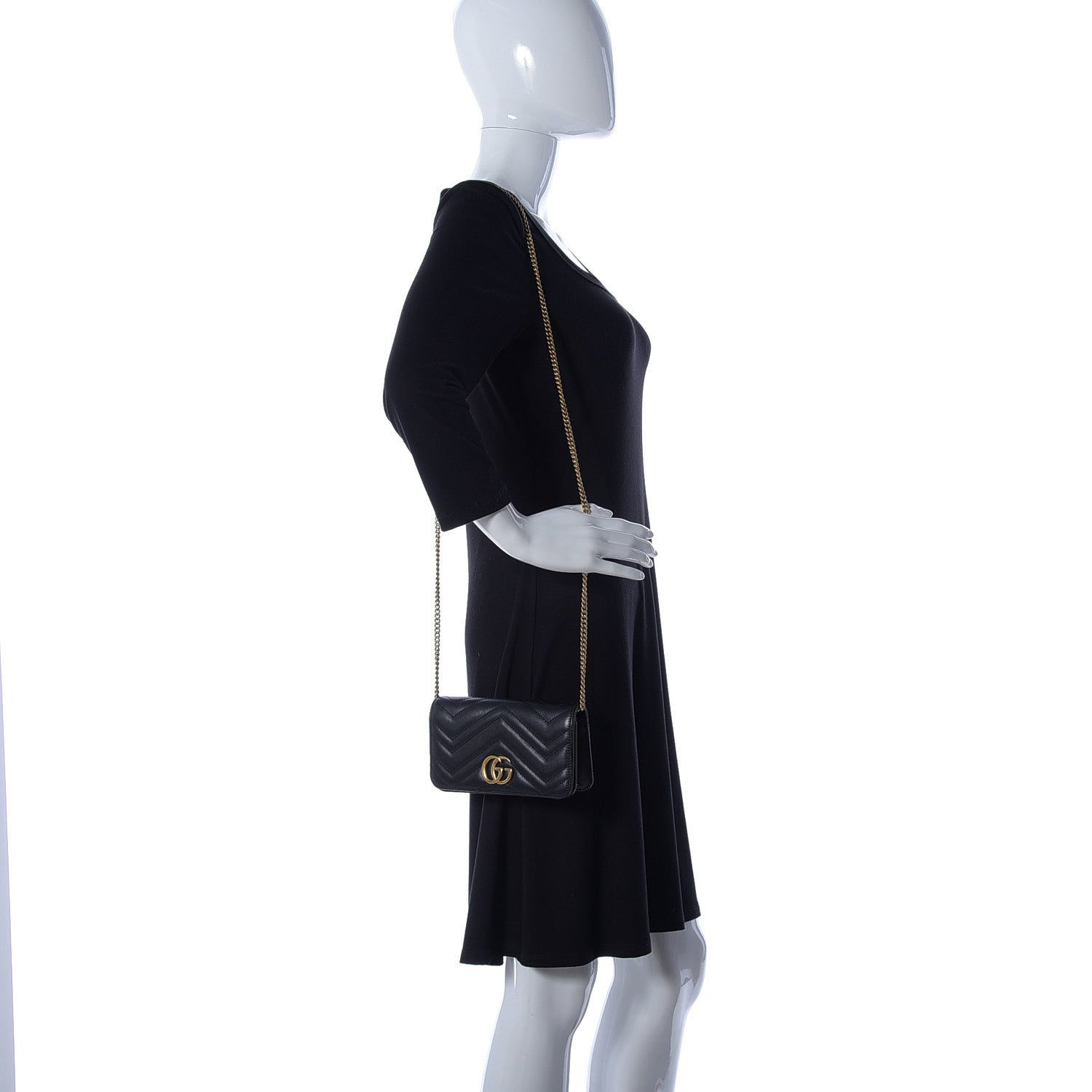 Gucci Calfskin Matelasse GG Marmont Mini Bag Black 2 of 14