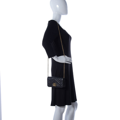 Gucci Calfskin Matelasse GG Marmont Mini Bag Black 2 of 14