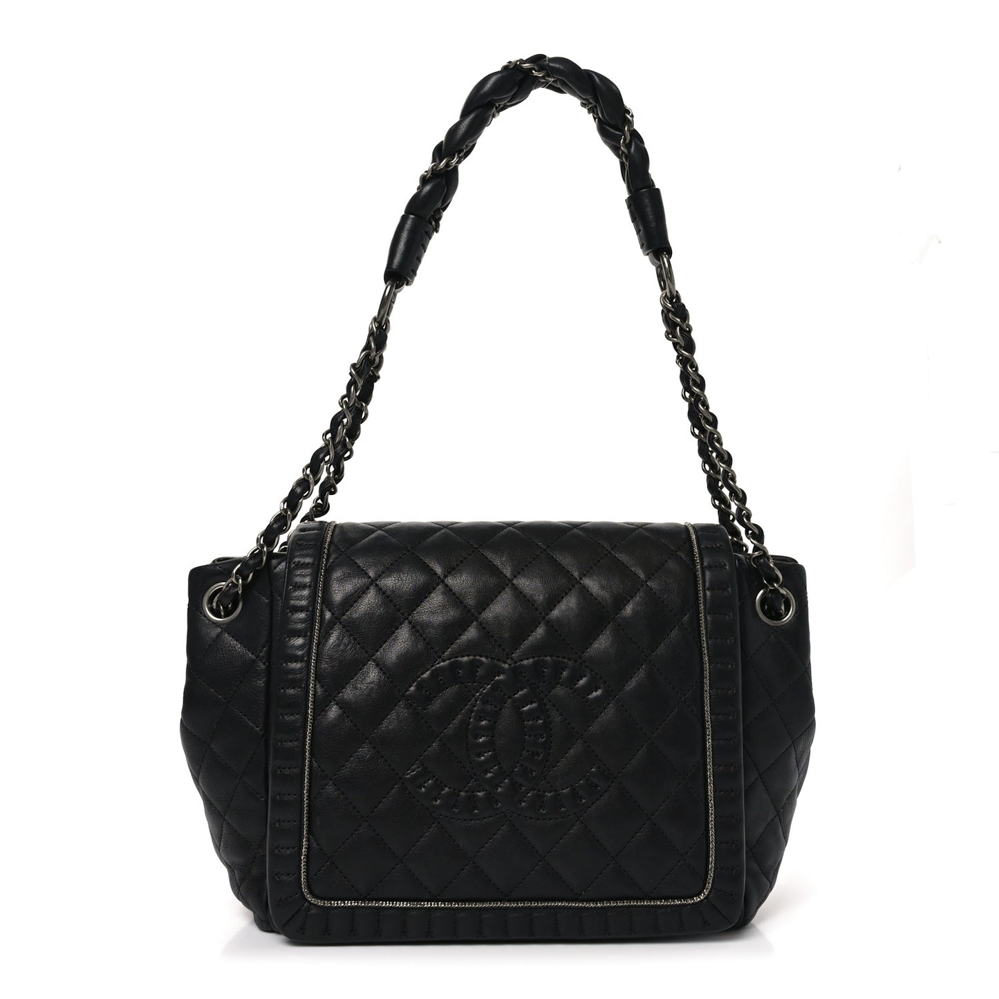 Calfskin Quilted Istanbul Accordion Flap Black