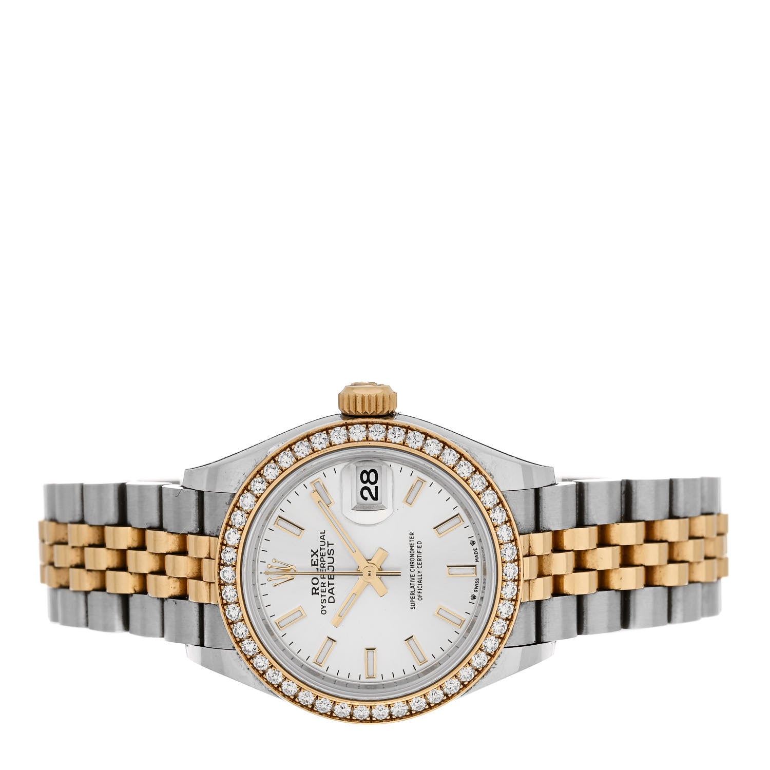 Rolex Stainless Steel 18K Yellow Gold Diamond 28mm Oyster Perpetual Datejust Watch Silver 279383RBR 2 of 5