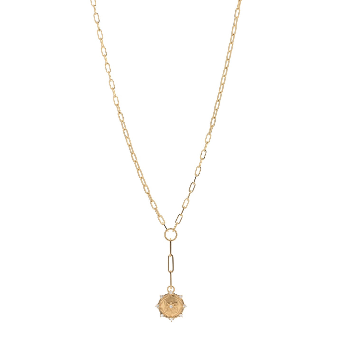 18K Yellow Gold Diamond Spark Love Refined Clip Extension Chain Necklace