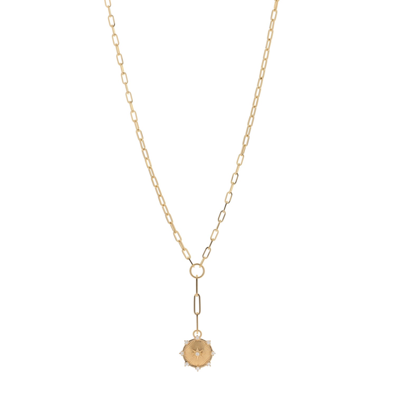Foundrae 18K Yellow Gold Diamond Spark Love Refined Clip Extension Chain Necklace 1 of 4