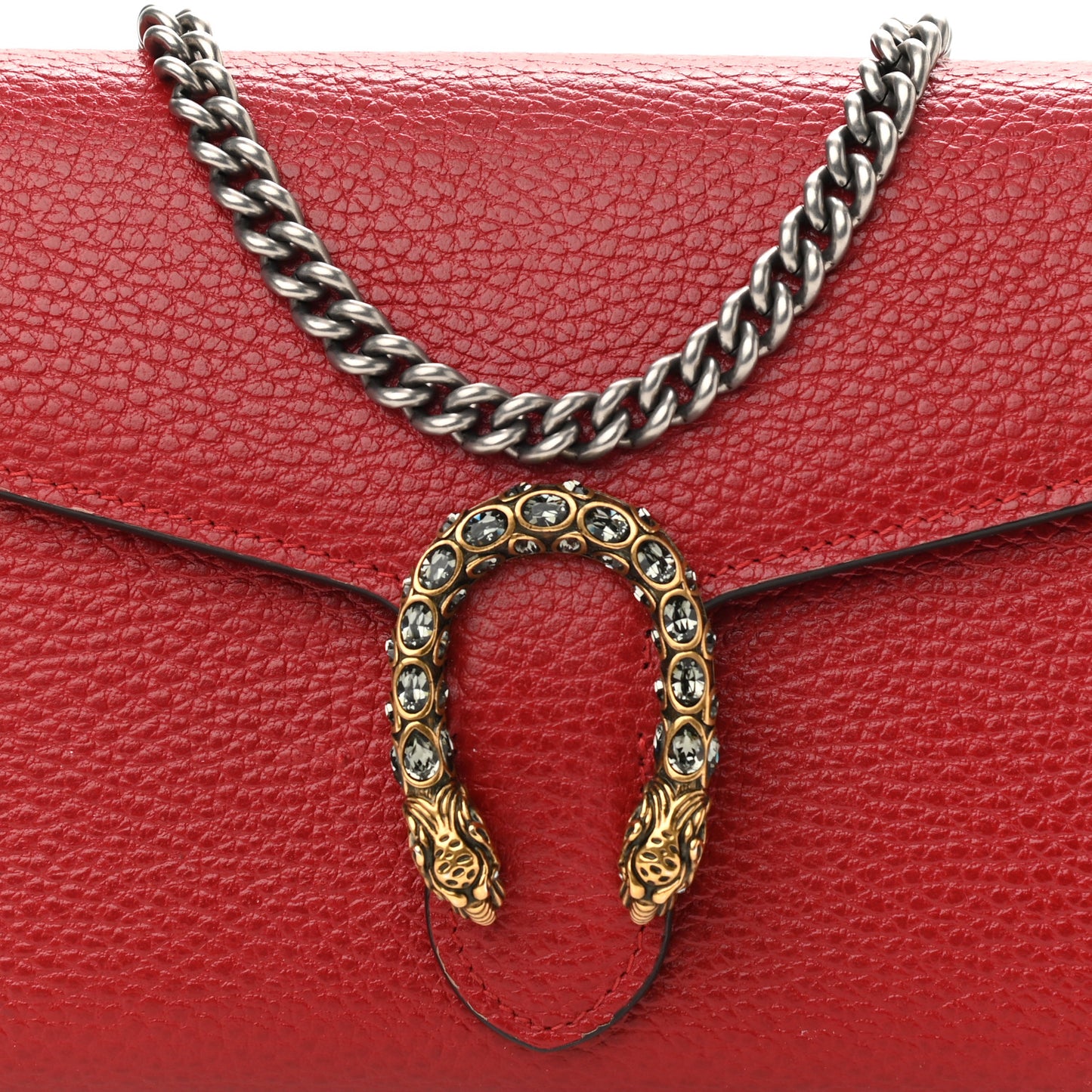 Calfskin Mini Dionysus Chain Wallet Hibiscus Red