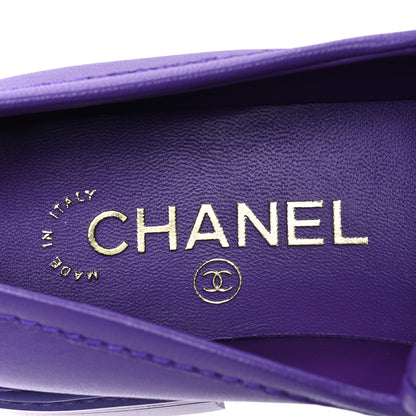 Chanel Lambskin Quilted CC Turnlock Loafers 37 Purple 9 of 13