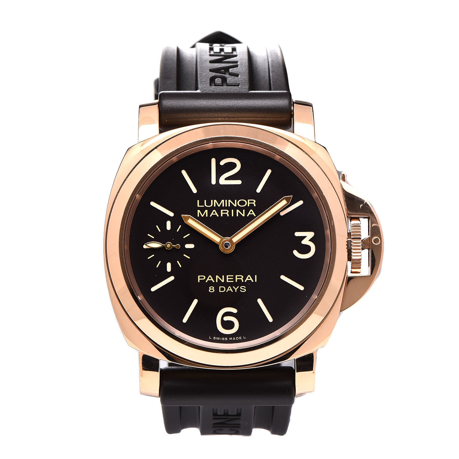 Panerai 18K Rose Gold Rubber 44mm Luminor Marina 8 Days ORO Rosso Manual Winding Watch Black PAM00511 1 of 8