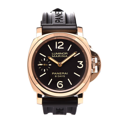 Panerai 18K Rose Gold Rubber 44mm Luminor Marina 8 Days ORO Rosso Manual Winding Watch Black PAM00511 1 of 8