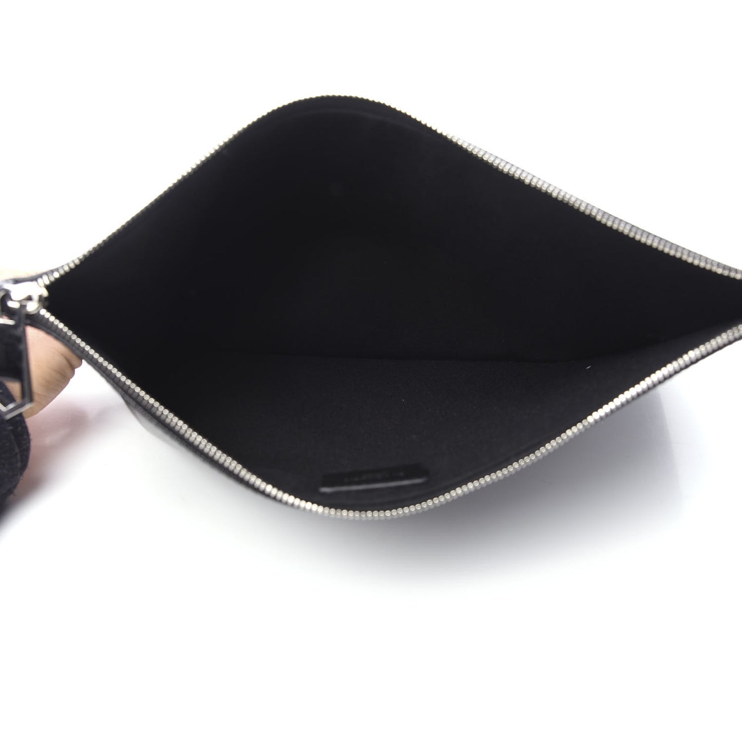 Coated Canvas Medium Print Zip Pouch Black