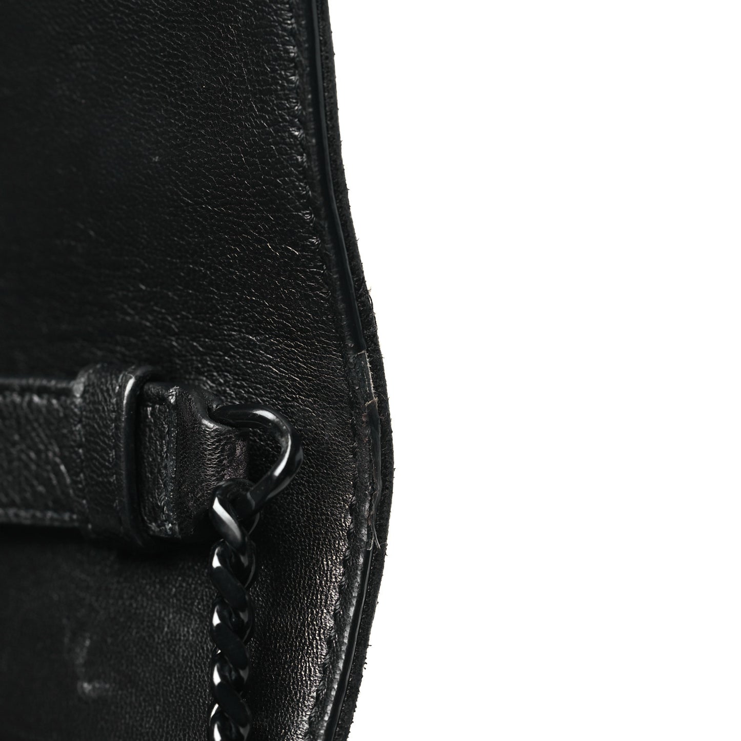 Lambskin Diamond Quilted Monogram Angie Chain Bag Black