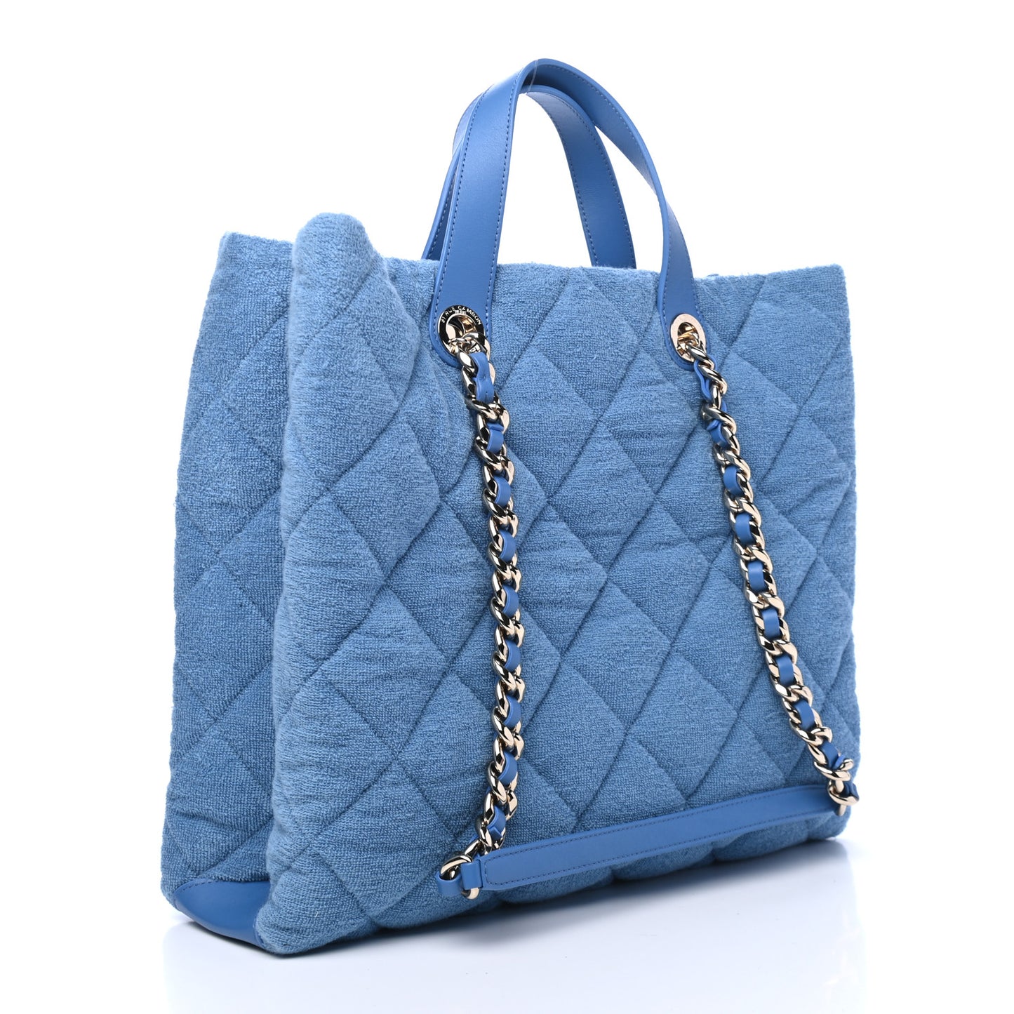 Terry Cotton Quilted Coco Beach Shopping Tote Blue