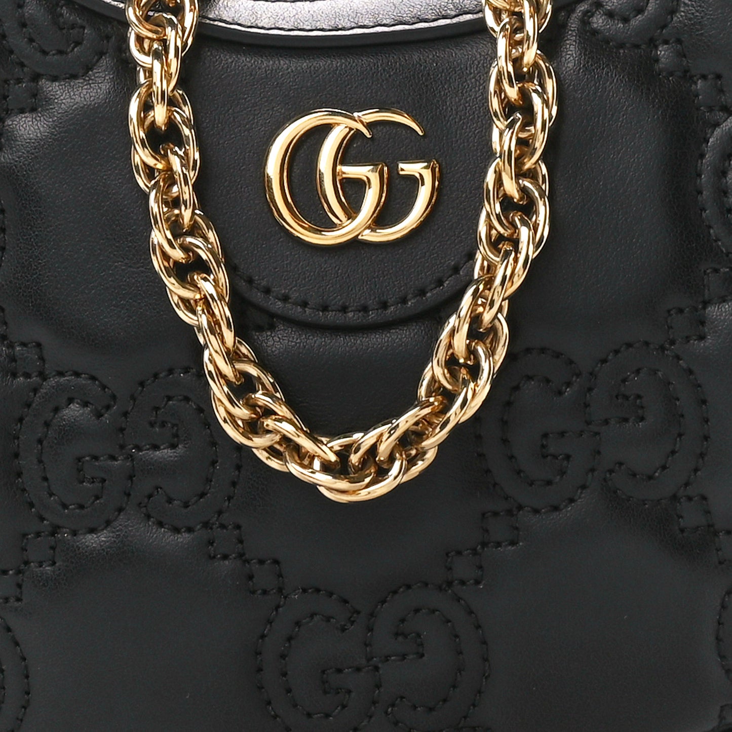 Calfskin GG Matelasse Mini Hobo Shoulder Bag Black