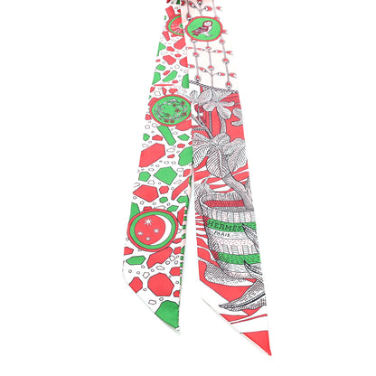 Hermes Silk La Danse Des Amazones Twilly Rouge Rose Poudre Vert 2 of 3