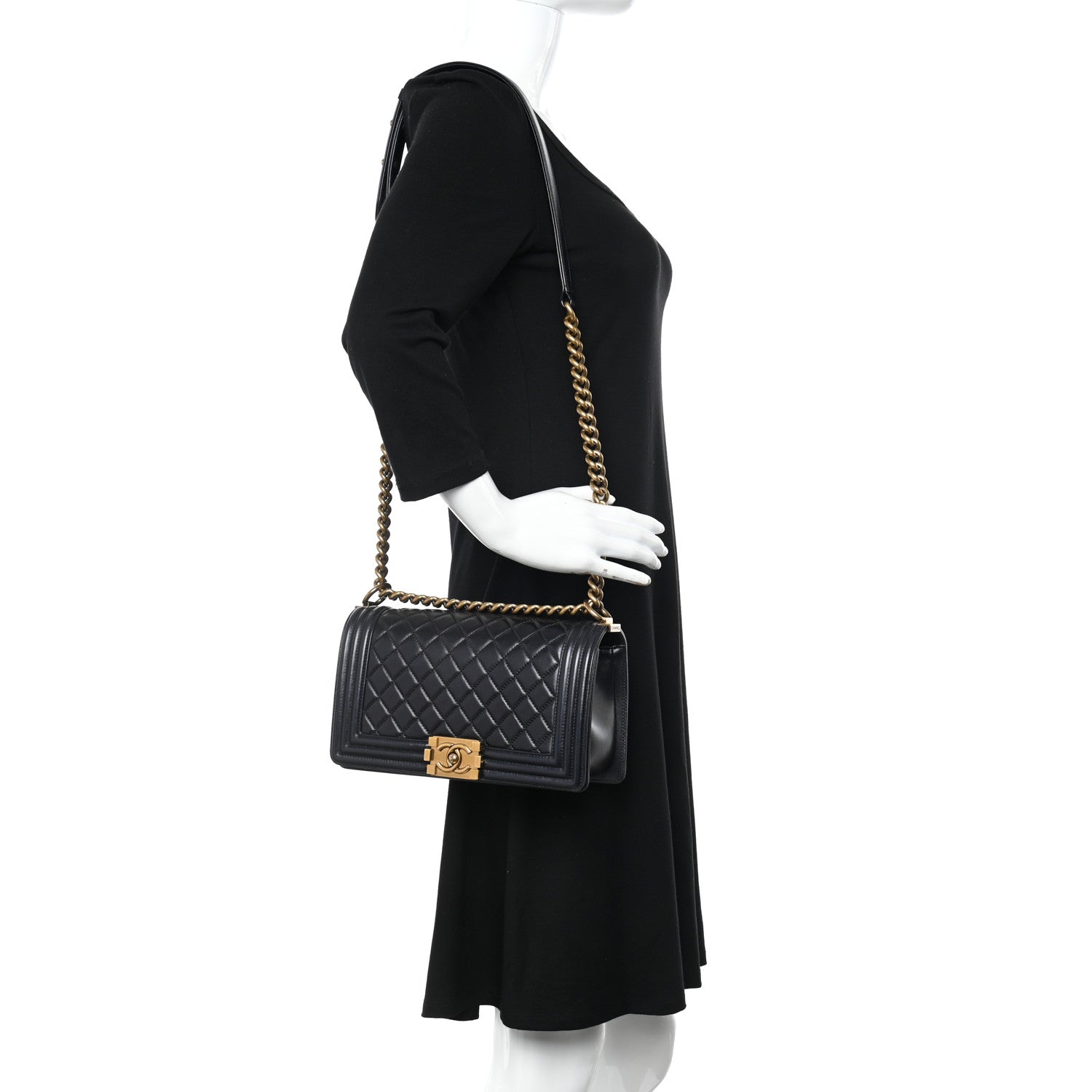 Chanel Lambskin Quilted Medium Boy Flap Black 2 of 11