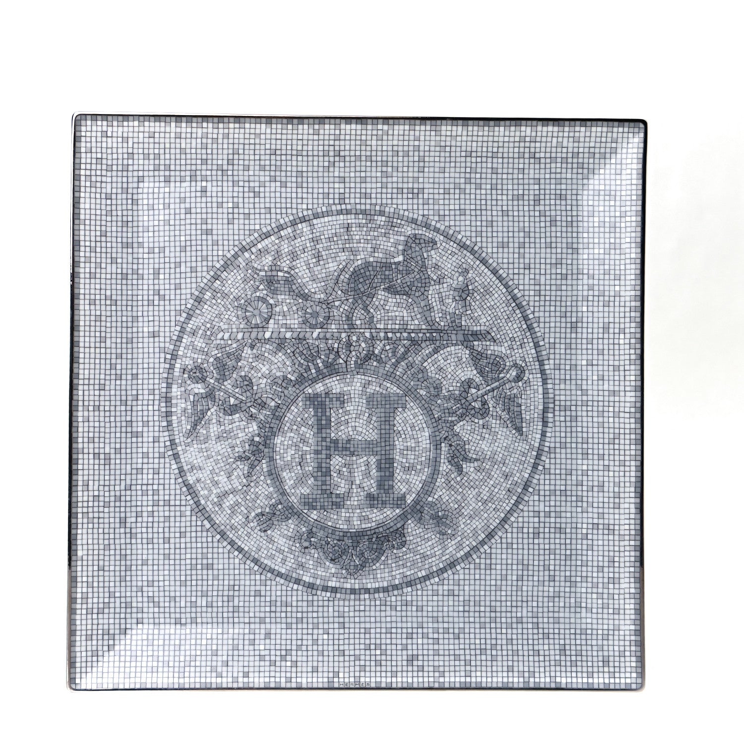 Hermes Porcelain Mosaique au 24 Platine Square Plate 1 of 3