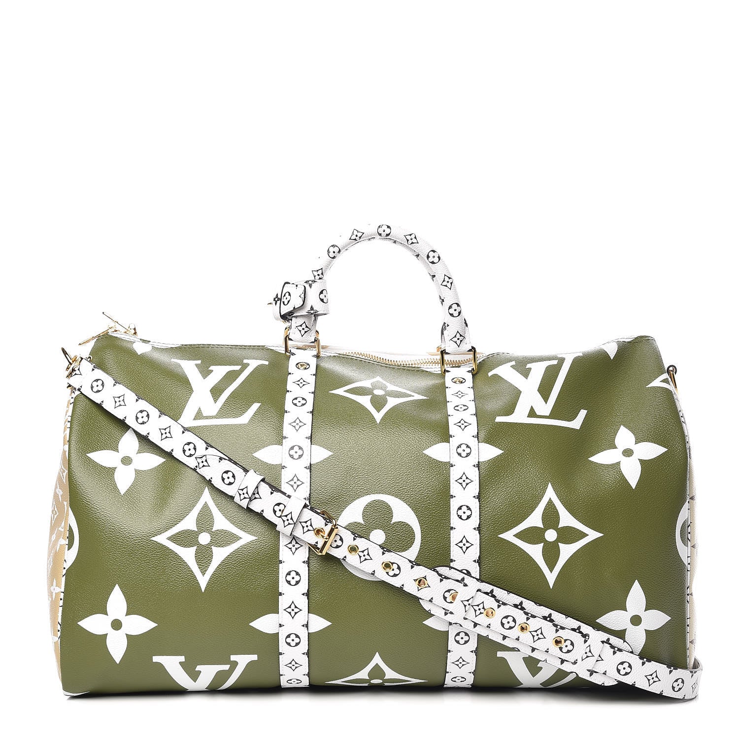 Louis Vuitton Monogram Giant Keepall Bandouliere 50 Kaki Beige 1 of 11
