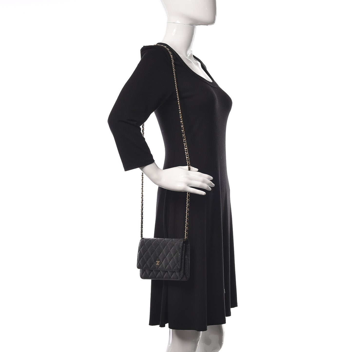 Caviar Quilted Wallet On Chain WOC Black