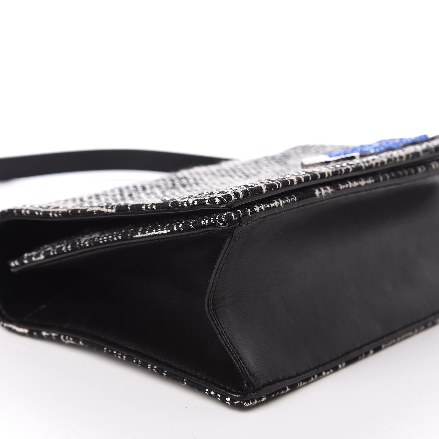 Christian Dior Tweed Embellished Diorama Flap Bag Black White 6 of 10