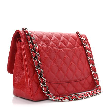 Chanel Caviar Quilted Jumbo Double Flap Red 3 of 9