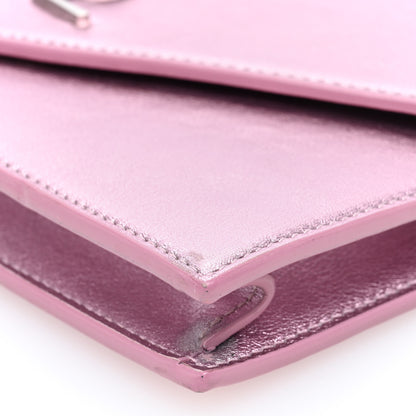 Saint Laurent Metallic Calfskin Monogram Envelope Chain Wallet Pink 9 of 11