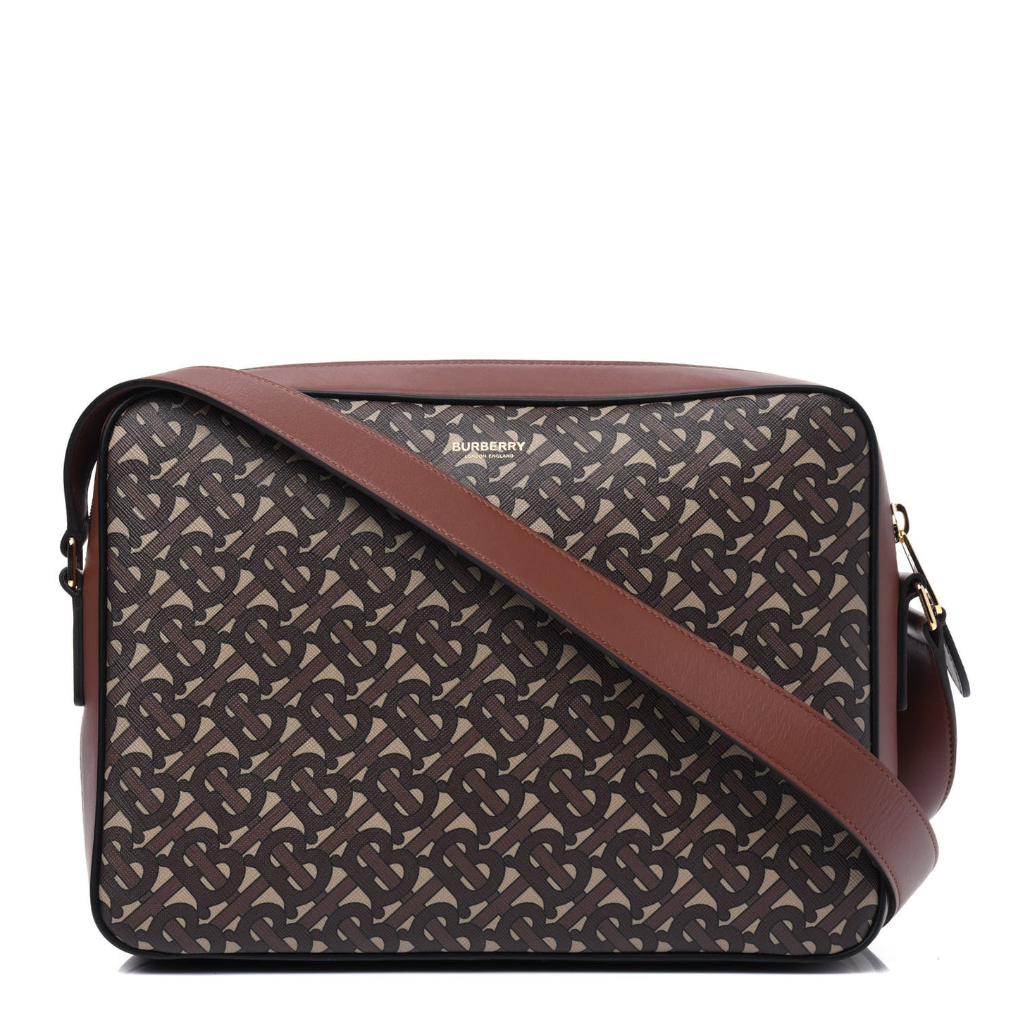 E-Canvas Monogram Calfskin Knight Messenger Bag Bridle Brown