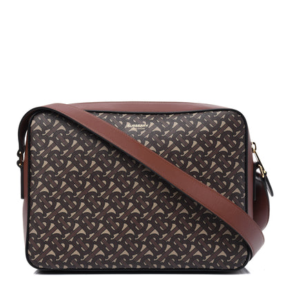 Burberry E-Canvas Monogram Calfskin Knight Messenger Bag Bridle Brown 1 of 11