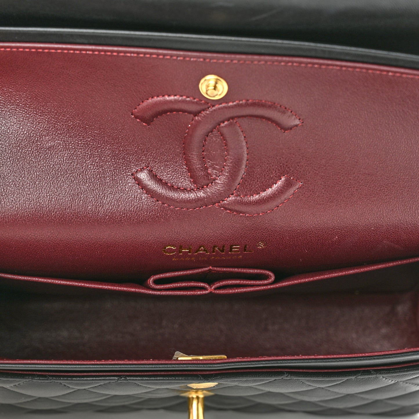 Lambskin Quilted Small Double Flap Black