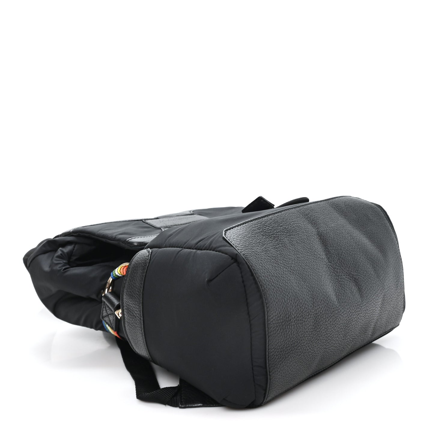 Nylon Calfskin Gancio Backpack Black Multicolor