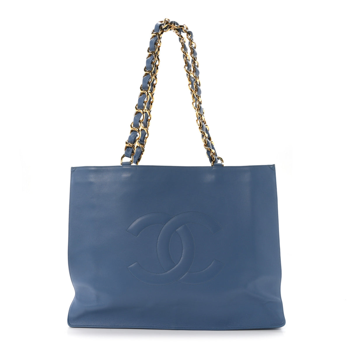 Chanel Lambskin CC Tote  Blue 1 of 11