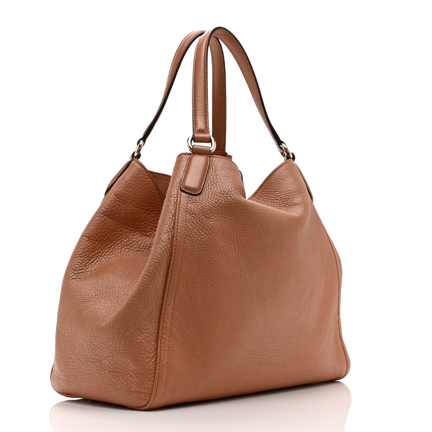 Metallic Pebbled Calfskin Medium Soho Shoulder Bag Blush