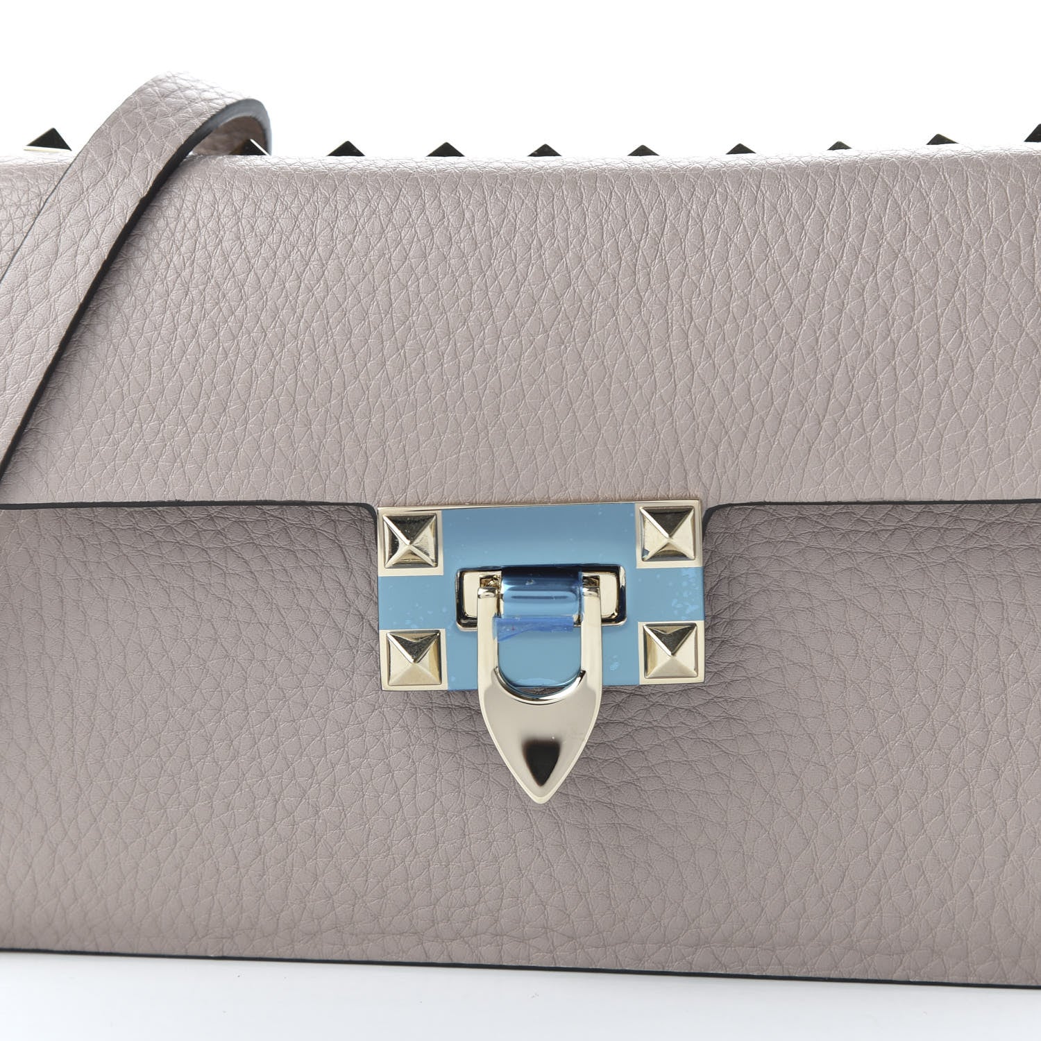 Valentino Garavani Pebbled Calfskin Small Rockstud Overlay Flap Shoulder Bag Poudre 9 of 9