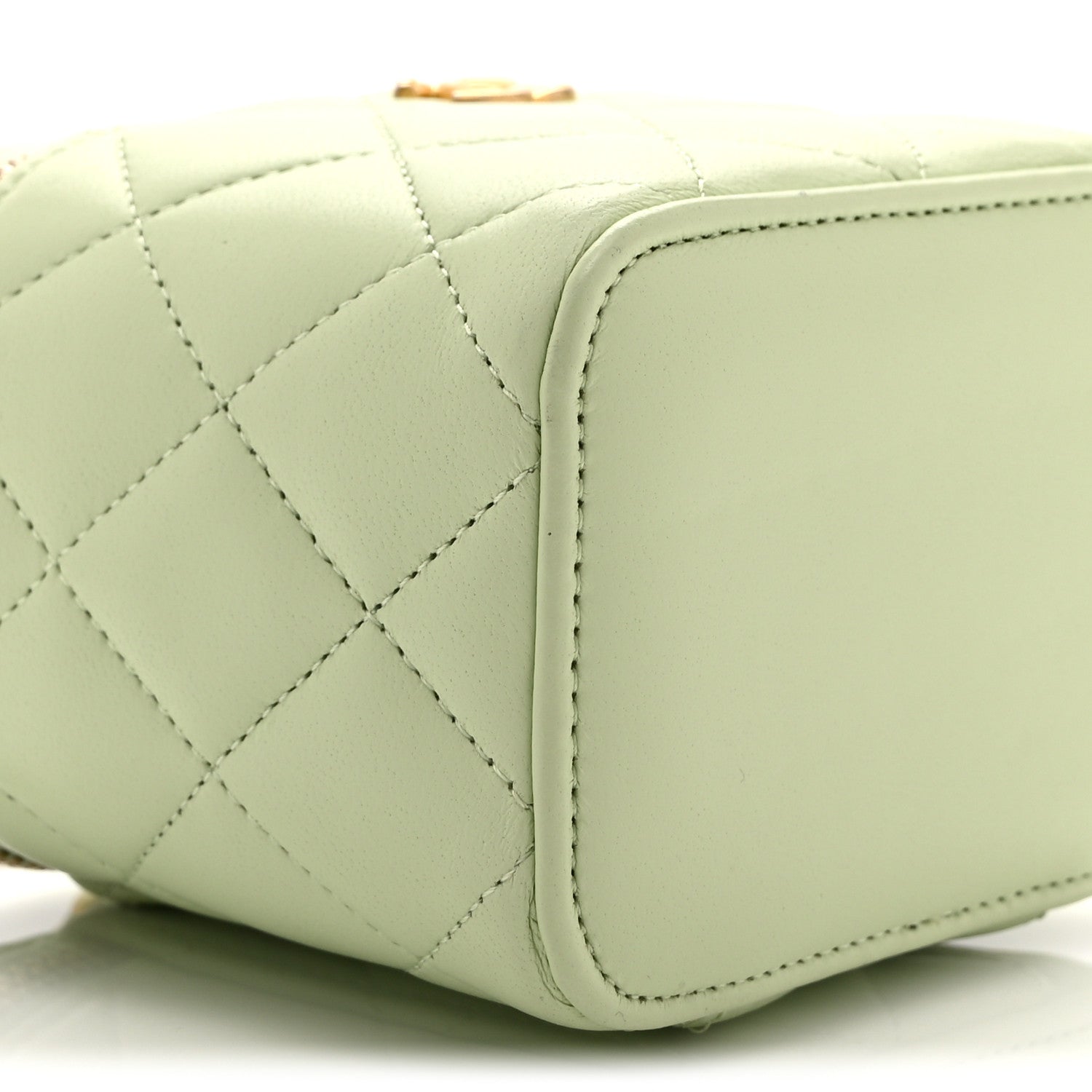 Chanel Lambskin Quilted Pearl Crush Mini Vanity Case With Chain Light Green 9 of 10