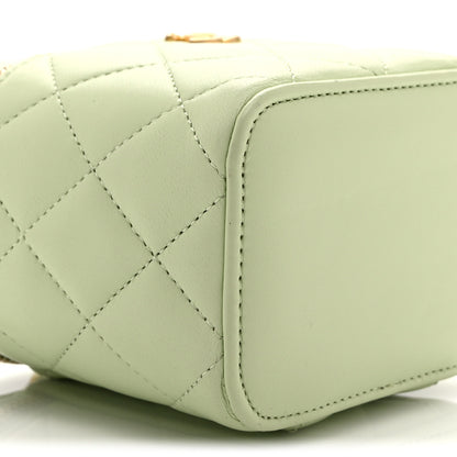 Chanel Lambskin Quilted Pearl Crush Mini Vanity Case With Chain Light Green 9 of 10