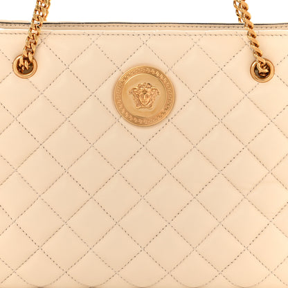 Versace Nappa Quilted Medusa Chain Shoulder Bag Beige 7 of 9
