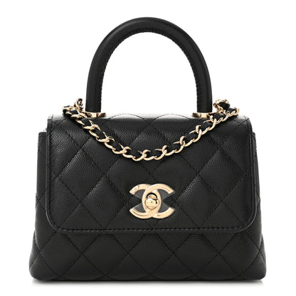 Chanel Caviar Quilted Coco Handle Clutch With Chain Black 1 of 11