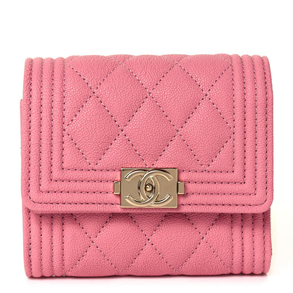 Chanel Caviar Quilted Compact Boy Wallet Light Pink 1 of 8