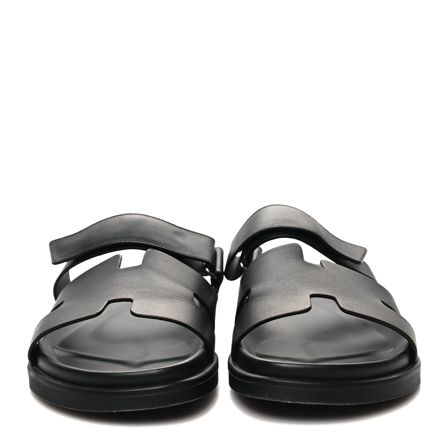 Hermes Calfskin Mens Chypre Sandals 43 Black 2 of 8