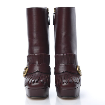 Gucci Malaga Kid GG Marmont Fringe Platform Ankle Boots 38 Vintage Bordeaux 2 of 8