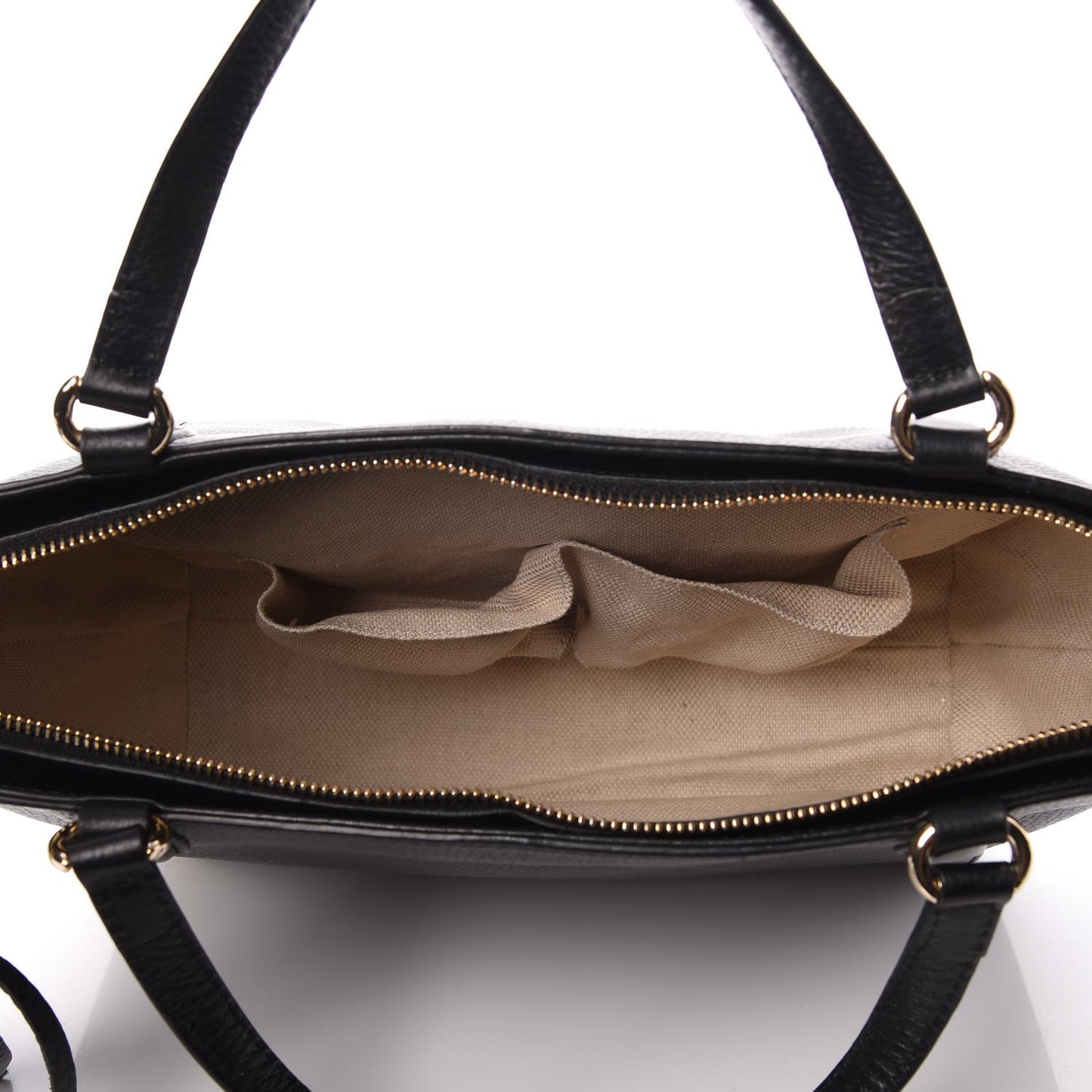 Pebbled Calfskin Small Soho Top Handle Bag Black