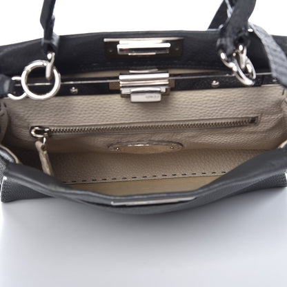 Fendi Cuoio Romano Selleria Bi-Color Medium Peekaboo Iconic Satchel Asfalto Latte 5 of 10