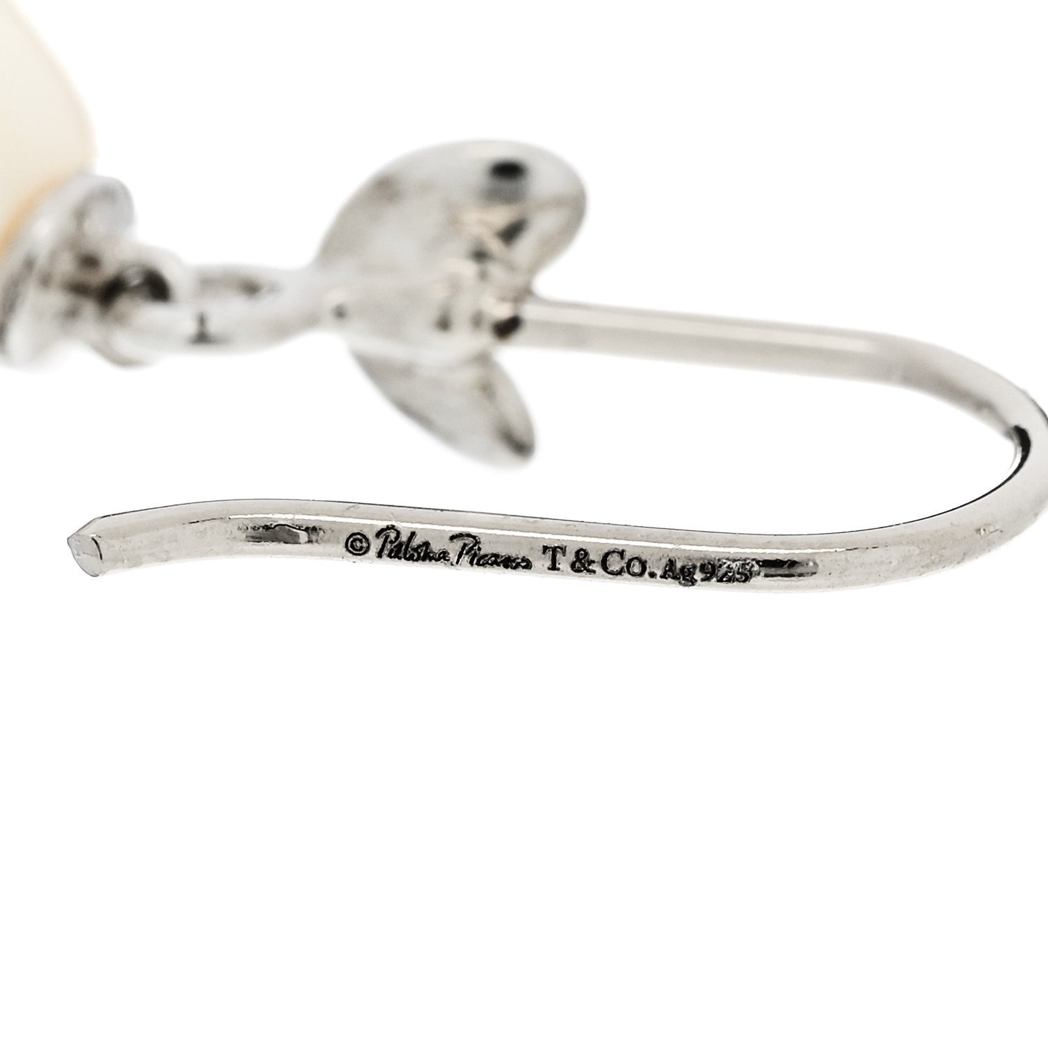 Tiffany Sterling Silver Freshwater Cultured Pearl Paloma Picasso Olive Leaf Drop Earrings 4 of 5