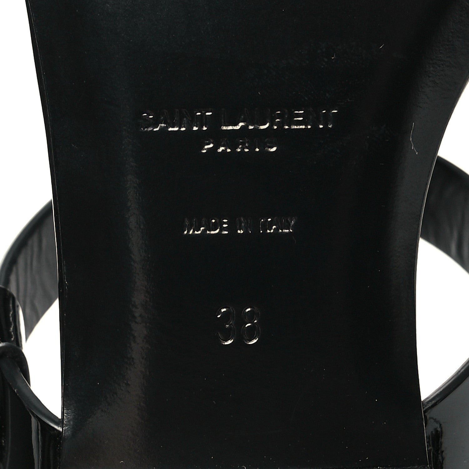 Saint Laurent Patent Calfskin Cassandra Monogram Sandals 38 Black 7 of 9