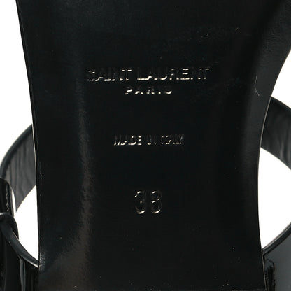 Saint Laurent Patent Calfskin Cassandra Monogram Sandals 38 Black 7 of 9