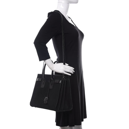 Saint Laurent Suede Crocodile Embossed Small Sac De Jour Black 3 of 15