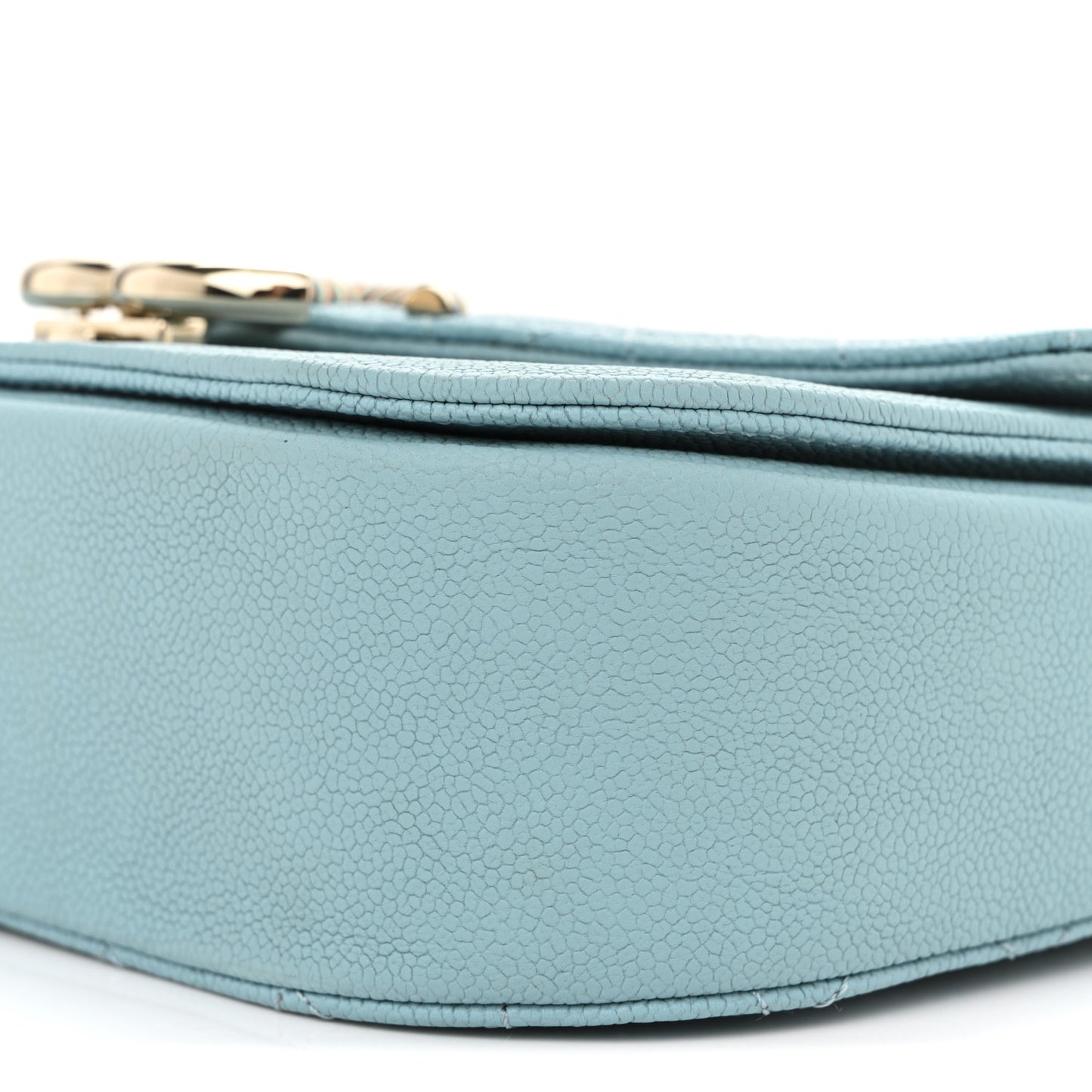 Grained Calfskin Quilted Small Cuba Top Handle Flap Blue