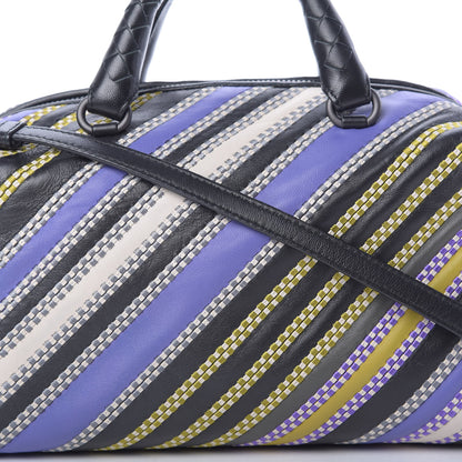 Bottega Veneta Nappa Diagonal Stripe Boston Lavender Black Multi 8 of 12